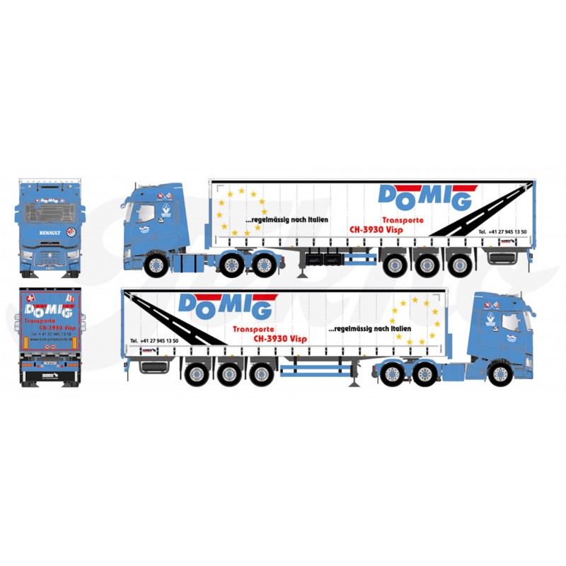 Domig Renault T 6X2 With 3 Axle Curtainside Trailer